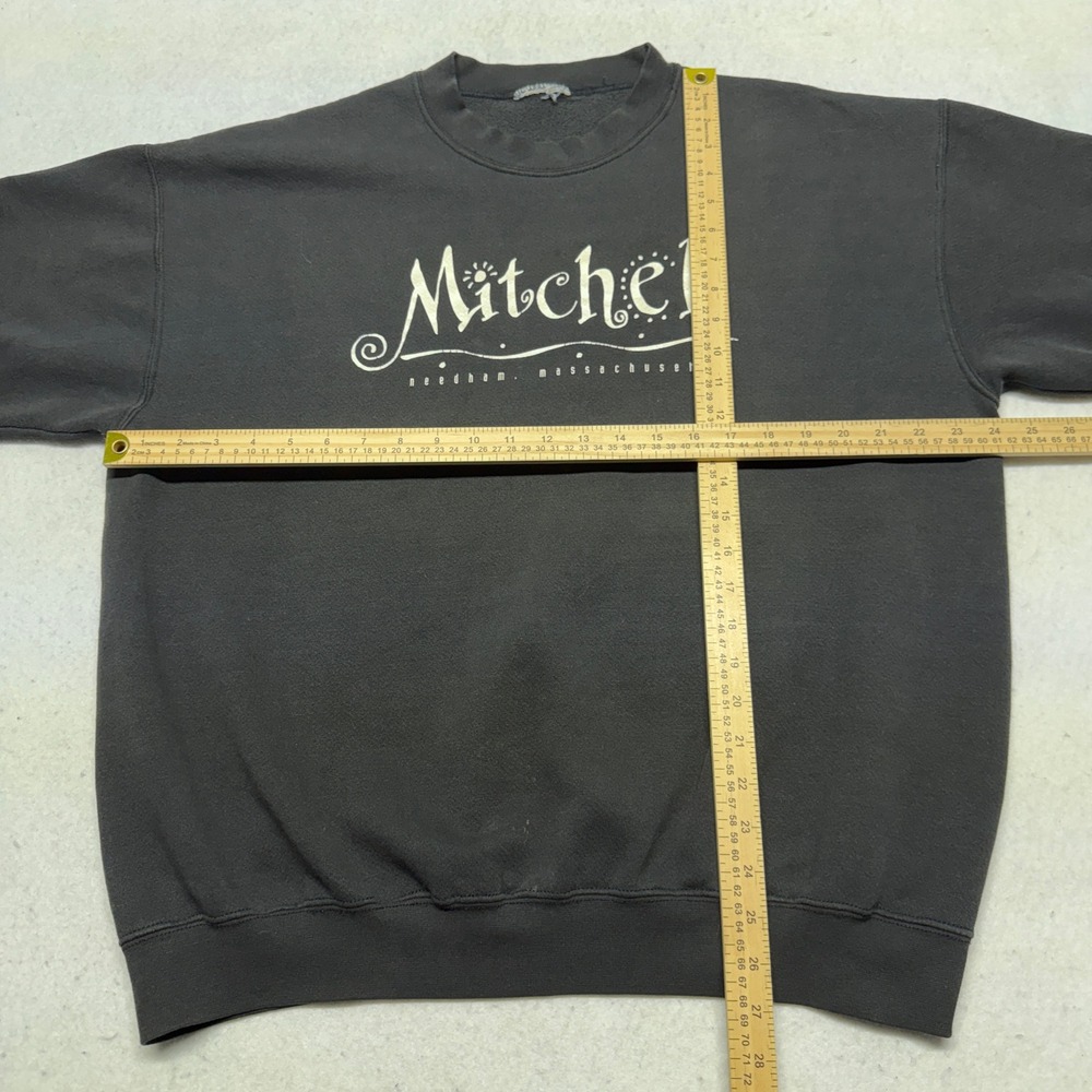 Vintage Mitchell Needham Massachusetts Sweatshirt Faded Black Boxy Fit XL 90s - Picture 7 of 9